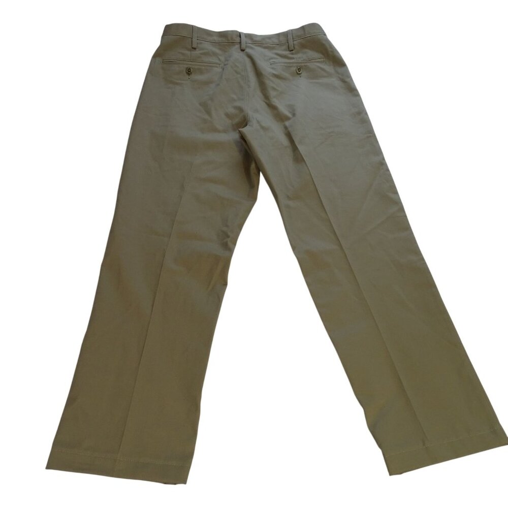 Lands End Men Khaki Flat Front Traditional Fit Chino Pants Size 34 Uniform Work - Picture 5 of 15